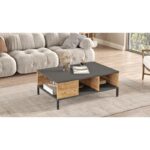 Τραπέζι σαλονιού Mare Atlantic Pine ανθρακι μελαμίνη 90x60x33 1εκ ed12805 - Image 4