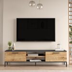 Έπιπλο τηλεόρασης Lino pine ανθρακί χρώμα μελαμίνη 160x39 1x35cm ed12807