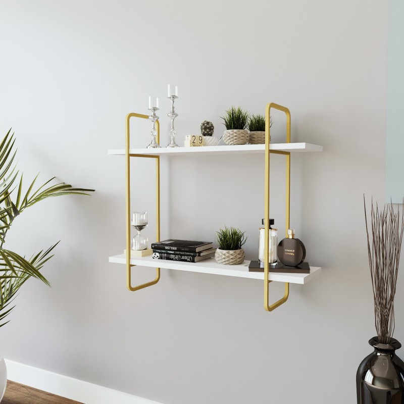 12824_0-800x800 Ραφιέρα Hagen χρυσό άσπρο μελαμίνη 60x15x50εκ ed12824 - Image 1