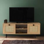 Έπιπλο TV Frosinone oak μαύρο χρώμα μελαμίνη 140x40x60cm ed1284