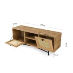 Έπιπλο TV Frosinone oak μαύρο χρώμα μελαμίνη 140x40x60cm ed1284 - Image 2