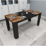 Τραπεζαρία Line ανοιχτό καρυδί μαύρο μελαμίνη 160x80x76 8εκ ed12865 - Image 5