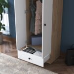 Ντουλάπα Balis άσπρη καρυδί μελαμίνη 60x42 5x170cm ed12906 - Image 5