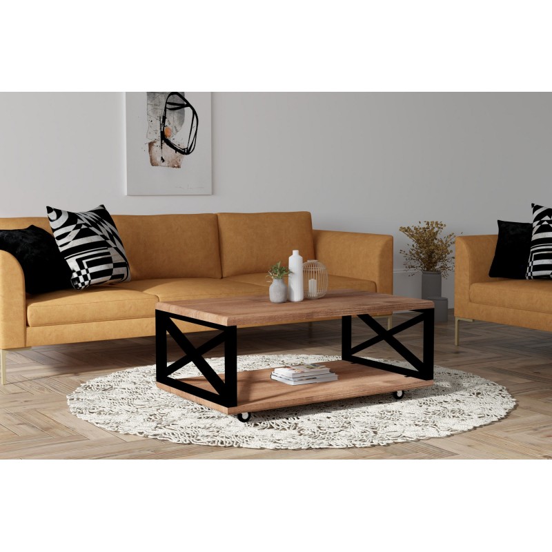 1290_0-800x800 Τραπέζι σαλονιού Yuso καρυδί ξύλο μεταλλικός σκελετός 98x60x42 5εκ ed1290 - Image 1