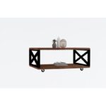 Τραπέζι σαλονιού Yuso καρυδί ξύλο μεταλλικός σκελετός 98x60x42 5εκ ed1290 - Image 4