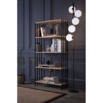 Βιβλιοθήκη Verona atlantic pine μαυρο μελαμίνη μεταλλικός σκελετός 72x26x150εκ ed12911