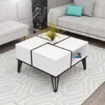 Τραπέζι σαλονιού Nirvana άσπρο μελαμίνη μεταλλικά πόδια 71 8x71 8x43 8εκ ed12918