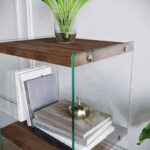 Βιβλιοθήκη Fior καρυδί πεύκο γυάλινο πλαίσιο 40x35x80εκ ed1294 - Image 4