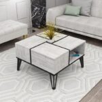 Τραπέζι σαλονιού Nirvana Crystal μελαμίνη μεταλλικά πόδια 71 8x71 8x43 8εκ ed12997