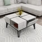 Τραπέζι σαλονιού Nirvana Crystal μελαμίνη μεταλλικά πόδια 71 8x71 8x43 8εκ ed12997 - Image 3