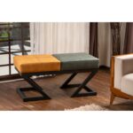 Σκαμπώ Benve 92x44x46cm μέταλλο ύφασμα μουσταρδί πράσινο ed13027