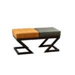 Σκαμπώ Benve 92x44x46cm μέταλλο ύφασμα μουσταρδί πράσινο ed13027 - Image 3