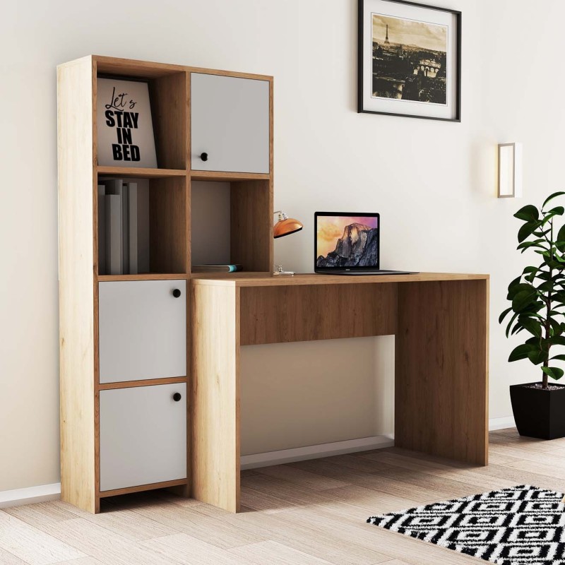 13059_0-800x800 Γραφείο Vorrei plus oak λευκό χρώμα μελαμίνη 156 8x51 5x146 8cm ed13059 - Image 1