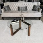 Τραπέζι σαλονιού Orta καρυδί ξύλο επιφάνει γυαλί 80x80x41εκ ed1306 - Image 3