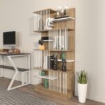 Βιβλιοθήκη Arya δρυς άσπρο μελαμίνη 80x24 6x160εκ ed13093 - Image 5