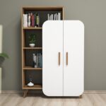 Βιβλιοθήκη Form καρυδί άσπρη μελαμίνη 90x32x132cm ed130 - Image 2