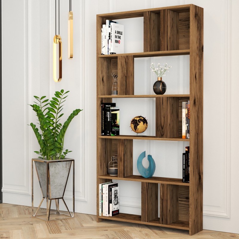 1312_0-800x800 Βιβλιοθήκη Lima καρυδί μελαμίνη 90x20x180εκ ed1312 - Image 1