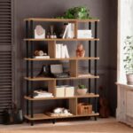 Βιβλιοθήκη Meta μαύρο atlantic pine μελαμίνη 120x28x168 5εκ ed1313