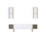 Έπιπλο tv Tricolore μαύρο άσπρο χρώμα μελαμίνη 180x30x48cm ed13186 - Image 4