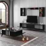 Έπιπλο tv Tricolore ανθρακί μαύρο χρώμα μελαμίνη 180x30x47cm ed13187 - Image 4