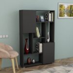 Βιβλιοθήκη De More ανθρακί μελαμίνη 90x24x141εκ ed13202 - Image 5