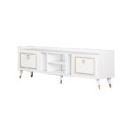 Έπιπλο τηλεόρασης Rudy λευκό χρυσό 180x35x55cm ed13205 - Image 4