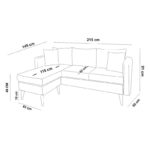 Γωνιακός καναπές Sofia Left Rock 215x91x145cm ed1321 - Image 2