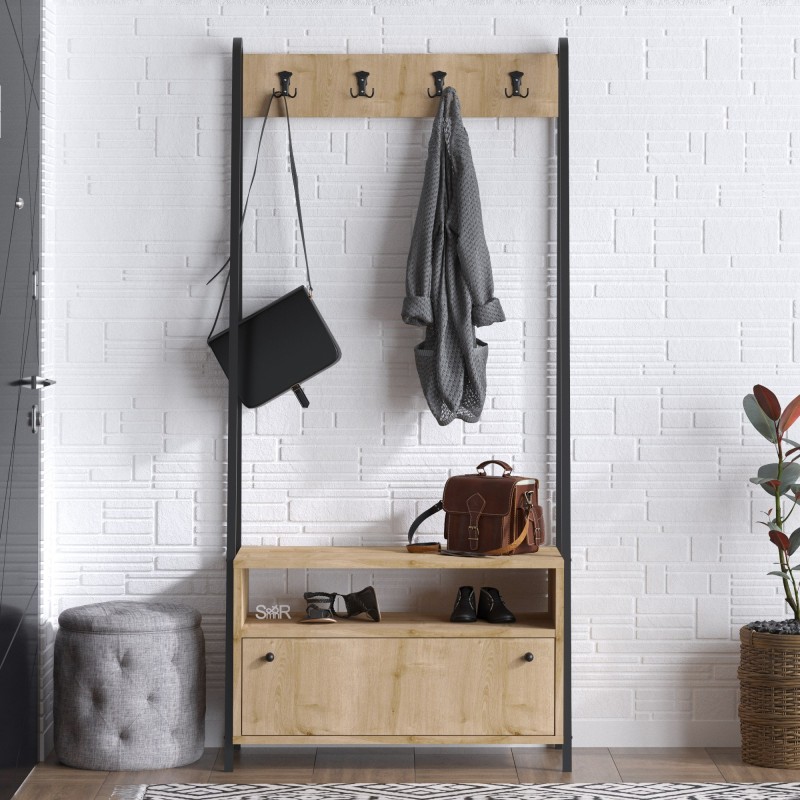 13251_0-800x800 Έπιπλο εισόδου Wendy καρυδί μελαμίνη μεταλλικό πλαίσιο 84x35x170εκ ed13251 - Image 1