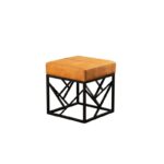 Σκαμπώ Gamba μέταλλο μουσταρδί ύφασμα 46x44cm ed13260 - Image 3