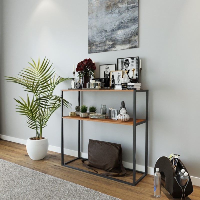 13311_0-800x800 Κονσόλα Molin καρυδί μαύρο μελαμίνη 90x33 5x90εκ ed13311 - Image 1