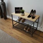 Παπουτσοθήκη Frankfurt μελαμίνη oak μαύρα μεταλλικά πόδια 70x30x45cm ed13313