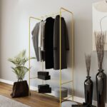 Ντουλάπα Frank χρυσό μέταλλο μεταλλικά πόδια 80x35x170εκ ed13315 - Image 5