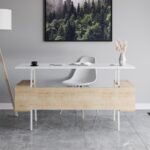 Γραφείο Toccare λευκό oak χρώμα 140x60x73 8cm μέταλλο μελαμίνη ed13319