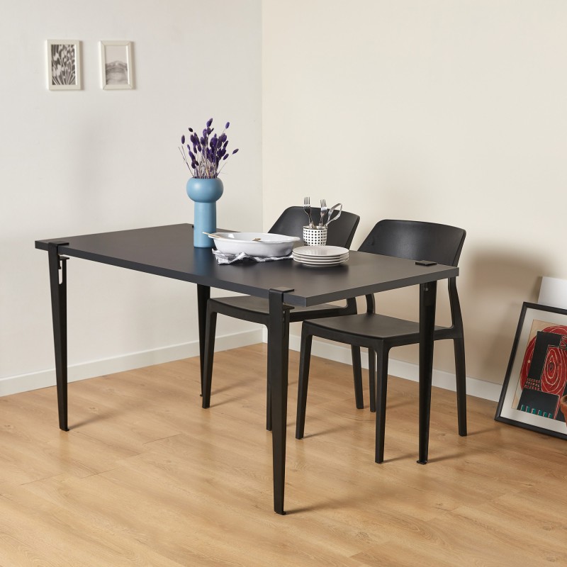 13331_0-800x800 Τραπεζαρία Eurotas ανθρακί μαύρο μελαμίνη 120x60x75εκ ed13331 - Image 1