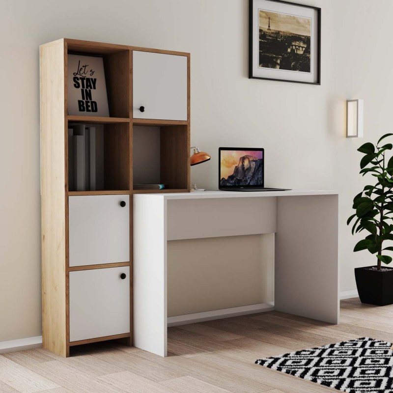 13335_0-800x800 Γραφείο Vorrei plus λευκό oak χρώμα μελαμίνη 156 8x51 5x146 8cm ed13335 - Image 1