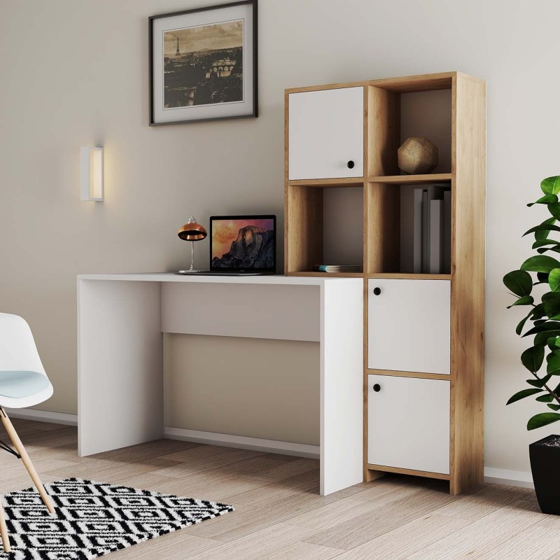 13336_0-800x800 Γραφείο Vorrei plus λευκό oak χρώμα μελαμίνη 156 8x51 5x146 8cm ed13336 - Image 1