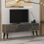 Έπιπλο tv Toro καρυδί μαύρο χρώμα μελαμίνη 120x45 2x29 6cm ed13351