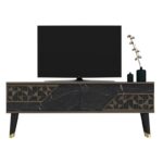 Έπιπλο tv Toro καρυδί μαύρο χρώμα μελαμίνη 120x45 2x29 6cm ed13351 - Image 5