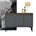 Μπουφές Arco ανθρακί καρυδί χρώμα 120x40x75cm ed13358 - Image 5