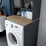 Ραφιέρα πλυντηρίου Kid καρυδί ανθρακί μελαμίνη 65x60x183 6εκ ed13373 - Image 5