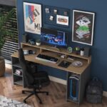 Γραφείο Aula ανθρακί καρυδί χρώμα μελαμίνη 160x55x89 5cm ed13374