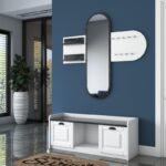 Έπιπλο εισόδου Verde άσπρο μαύρο μάρμαρο μελαμίνη καθρέπτης 120x40x45εκ ed13376 - Image 4