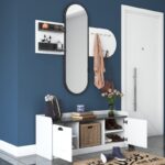 Έπιπλο εισόδου Verde άσπρο μαύρο μάρμαρο μελαμίνη καθρέπτης 120x40x45εκ ed13376 - Image 3