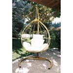 Κουνιστή καρέκλα κήπου Damla χρυσό κρεμ μέταλλο 110x110x196εκ ed13396