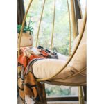 Κουνιστή καρέκλα κήπου Damla χρυσό κρεμ μέταλλο 110x110x196εκ ed13396 - Image 3