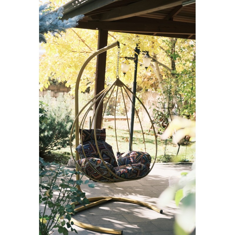 13397_0-800x800 Κουνιστή καρέκλα κήπου Damla χρυσό πολύχρωμο μέταλλο 110x110x196εκ ed13397 - Image 1