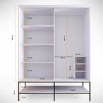 Ντουλάπα Martin συρόμενη άσπρη μελαμίνη 150x57x200cm ed1348 - Image 3