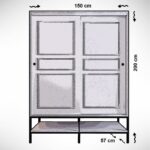 Ντουλάπα Martin συρόμενη άσπρη μελαμίνη 150x57x200cm ed1348 - Image 2