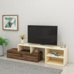 Έπιπλο τηλεόρασης Dora καρυδί μπεζ 120x57 1x58cm ed13530 - Image 2