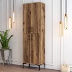 Ντουλάπι Berlin καρυδί μελαμίνη 60x35x200cm μεταλλικά πόδια ed1354